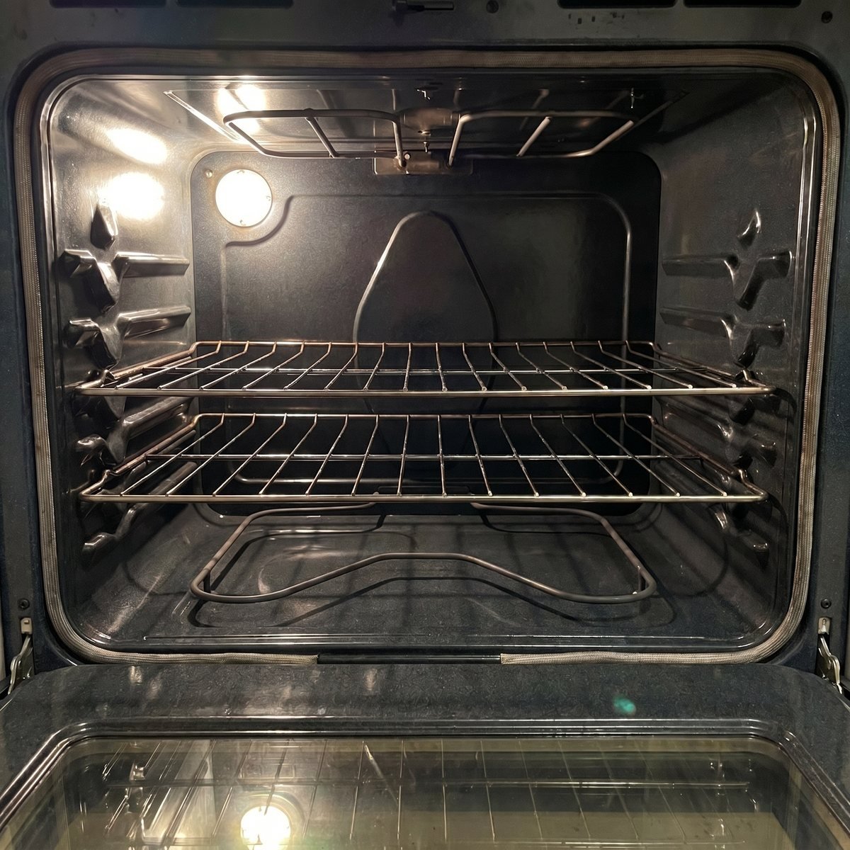 The same oven after a deep clean, spotless